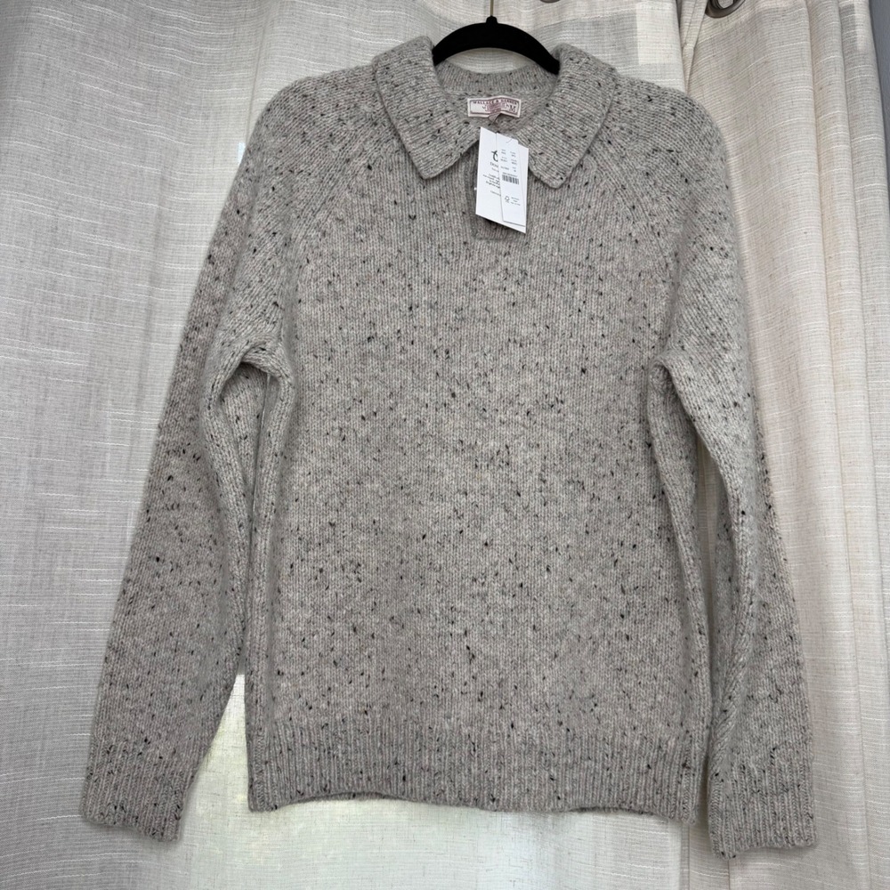 NWT Wallace & Barnes‎ Donegal Merino Wool Sweater Gray Fleck Men's Size M BC631